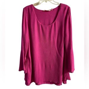 Soft Surroundings Jennifer gauze tunic top pink tiered double layer XL